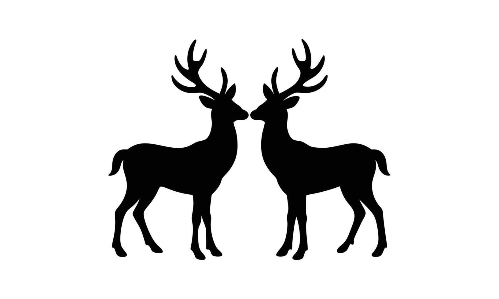 Two elegant black deer silhouettes facing each other vector
