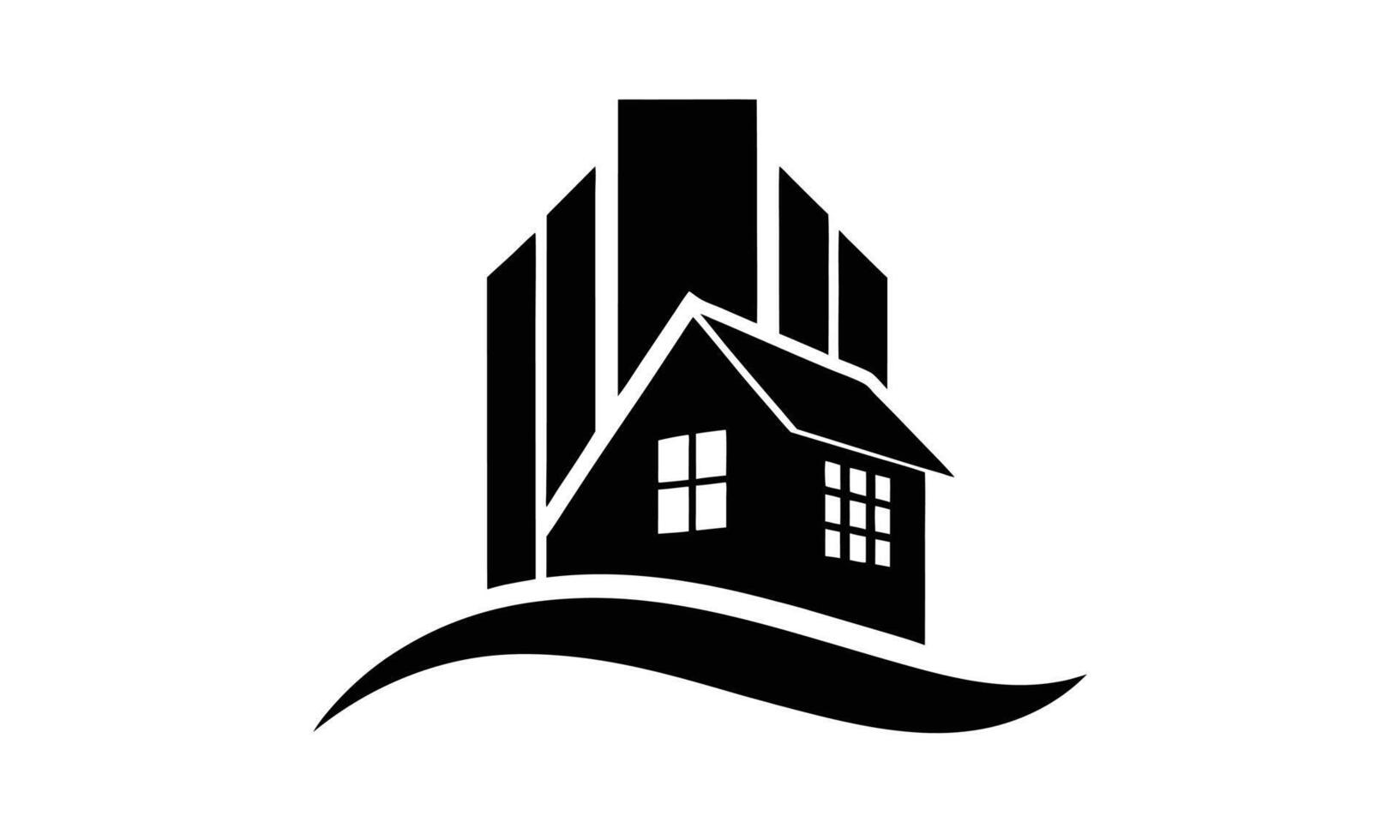 House building cityscape real estate logo design vector