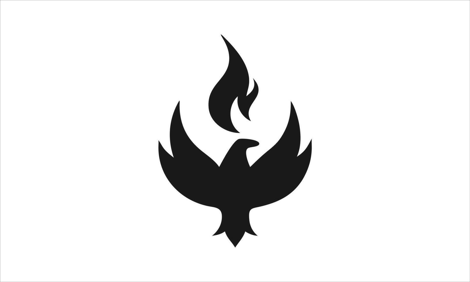 Fiery phoenix bird rising from flames logo design vector