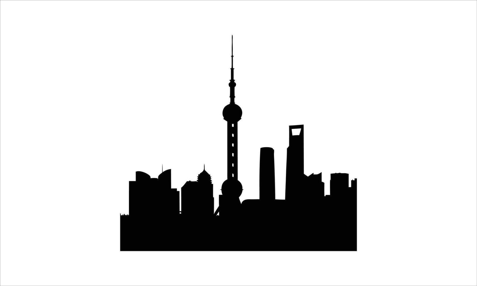 Shanghai skyline silhouette cityscape iconic towers vector