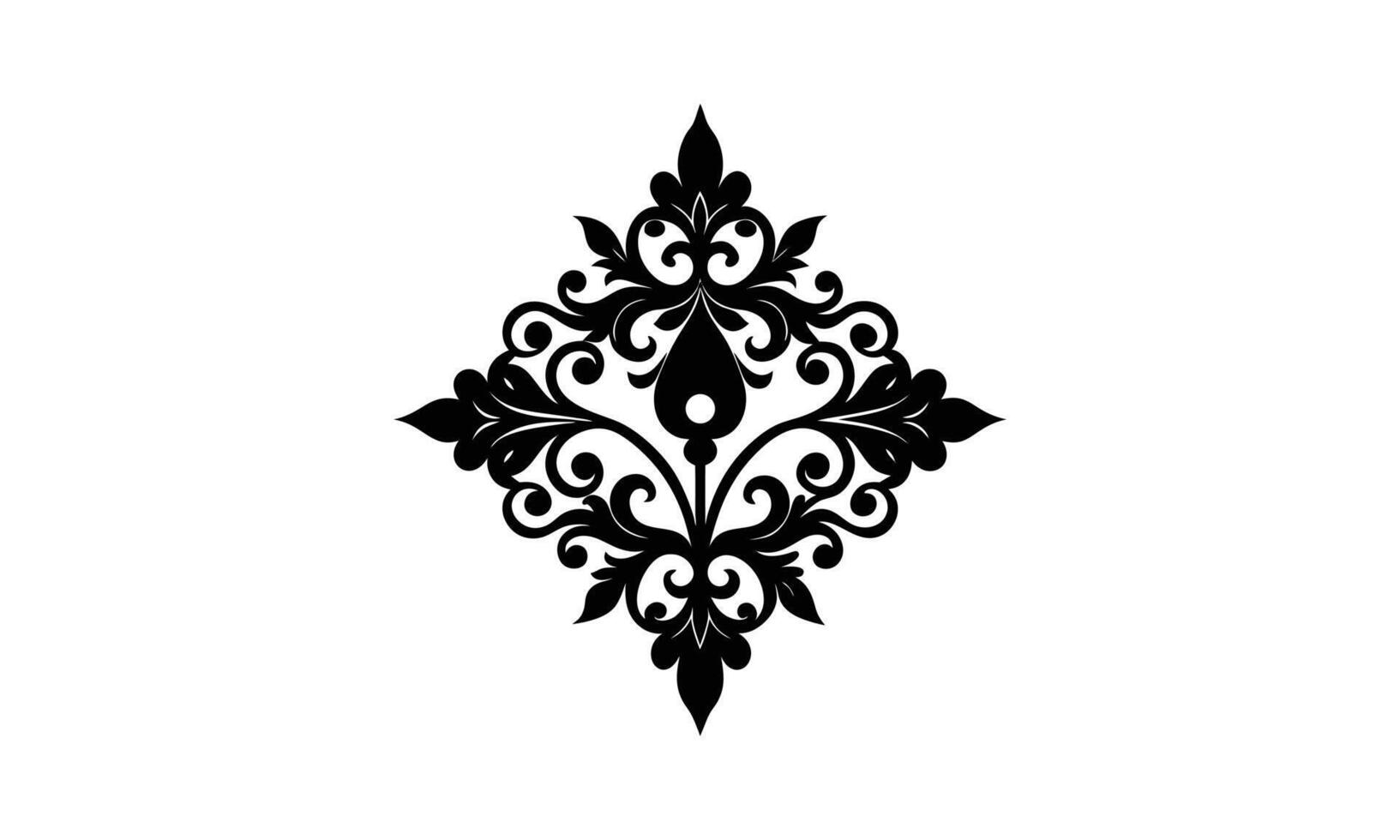 Elegant black and white damask floral design vector