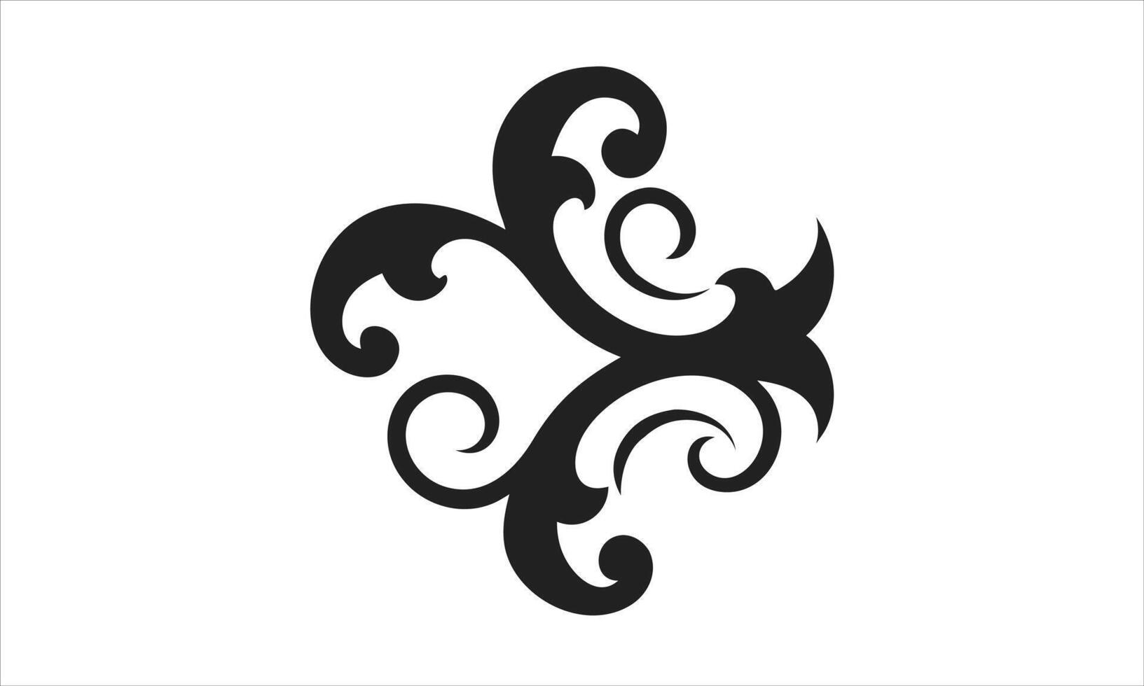 Elegant black swirl design floral ornament vector