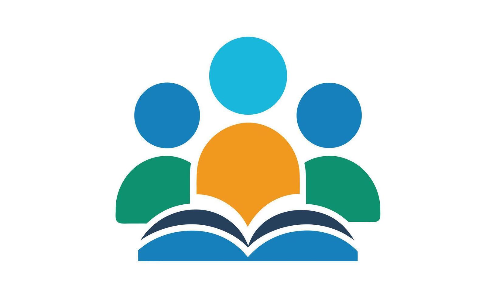 Diverse group studying together open book education vector