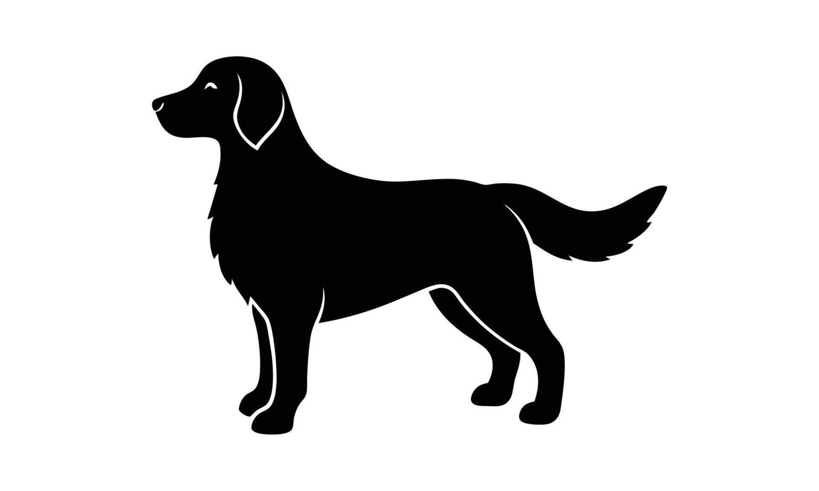 Elegant black silhouette of a flat coated retriever dog vector