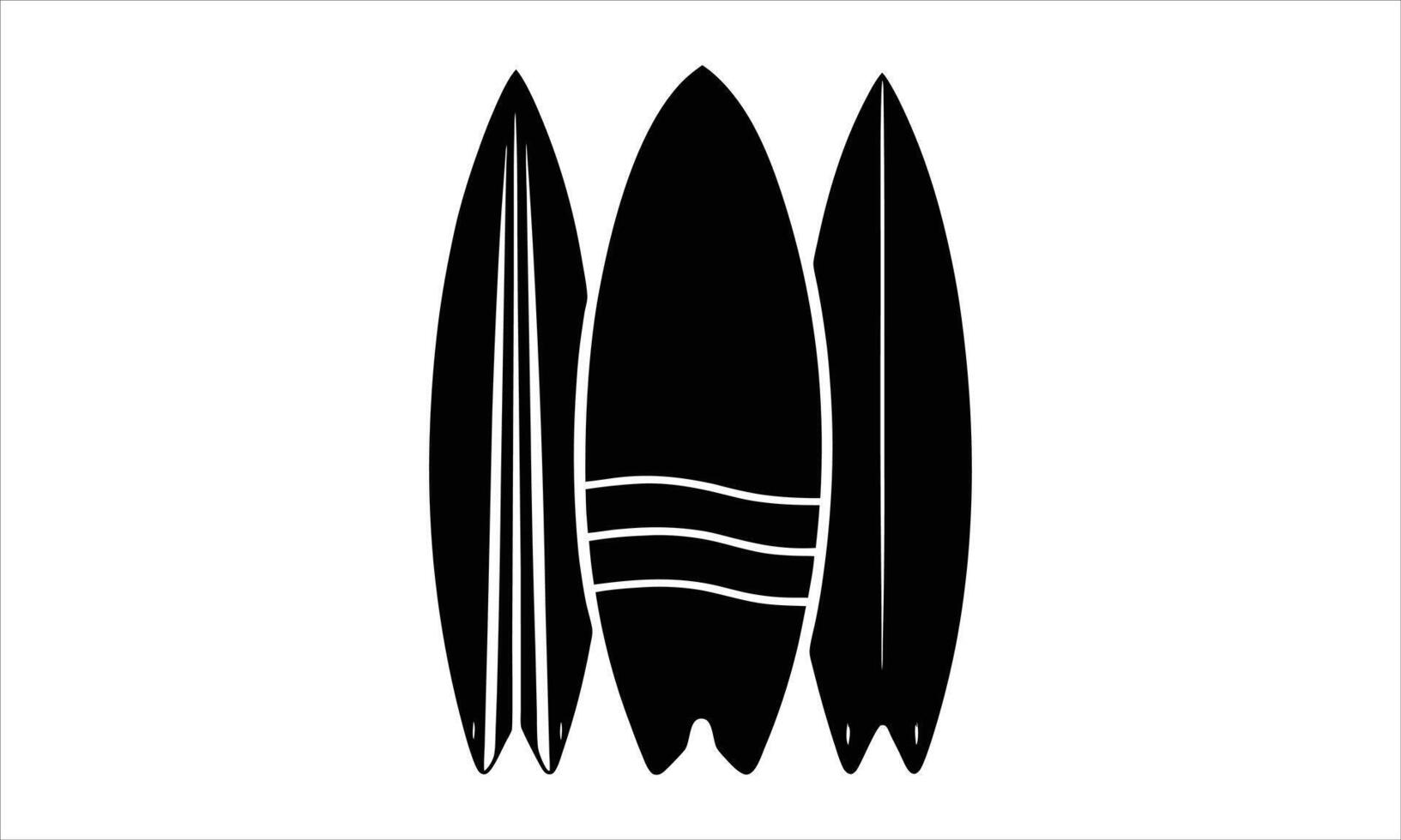 Three surfboards black silhouettes summer fun vector