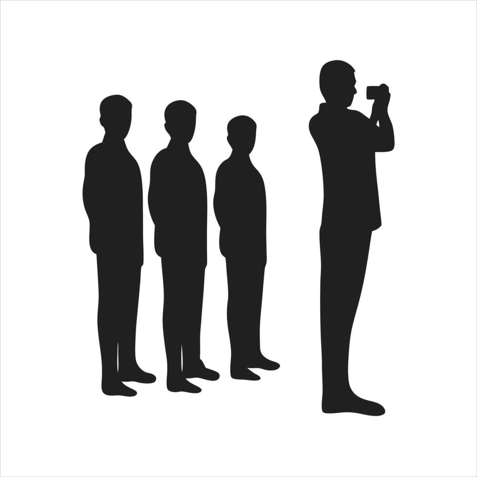 Photographer captures silhouettes of three men vector