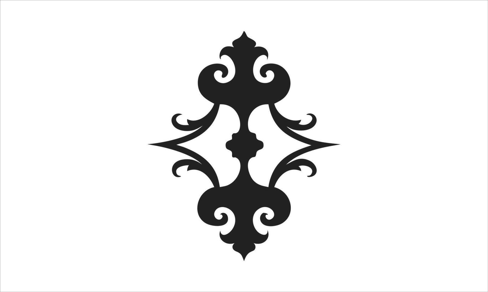Elegant black ornate design element isolated white background vector