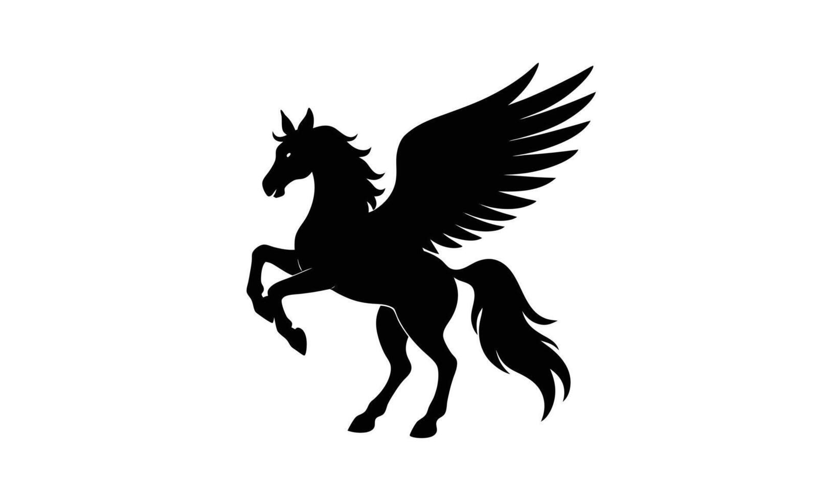 Majestic black pegasus silhouette winged horse mythical creature vector