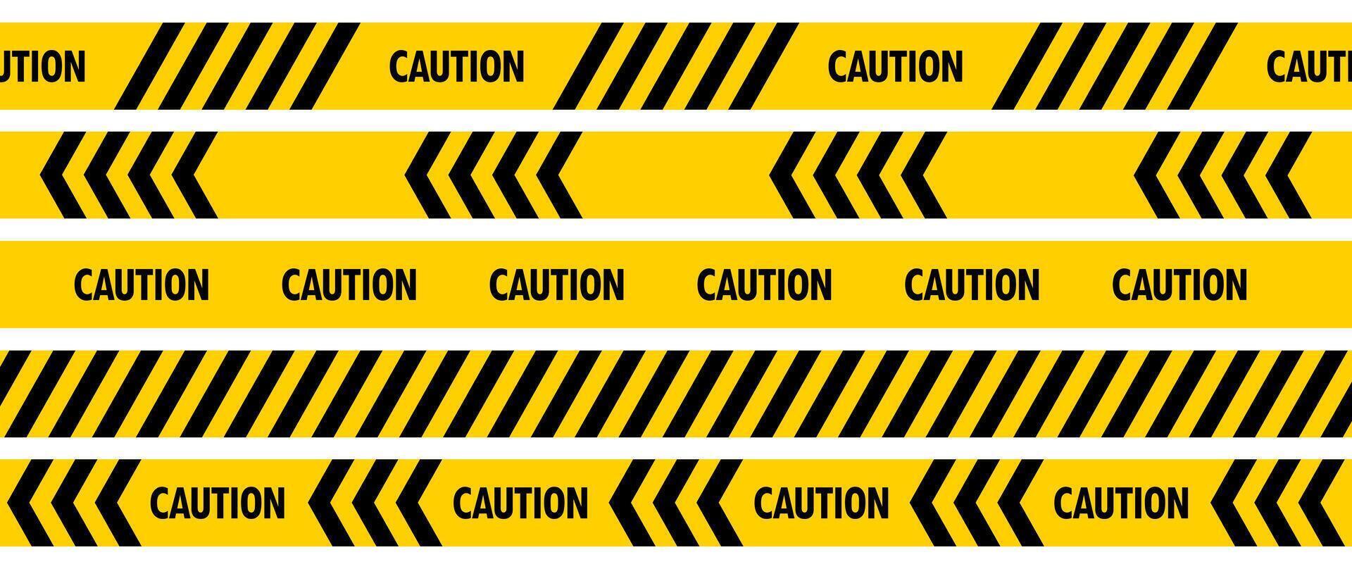 Caution Warning Yellow Tape Sign Set Illustration vector