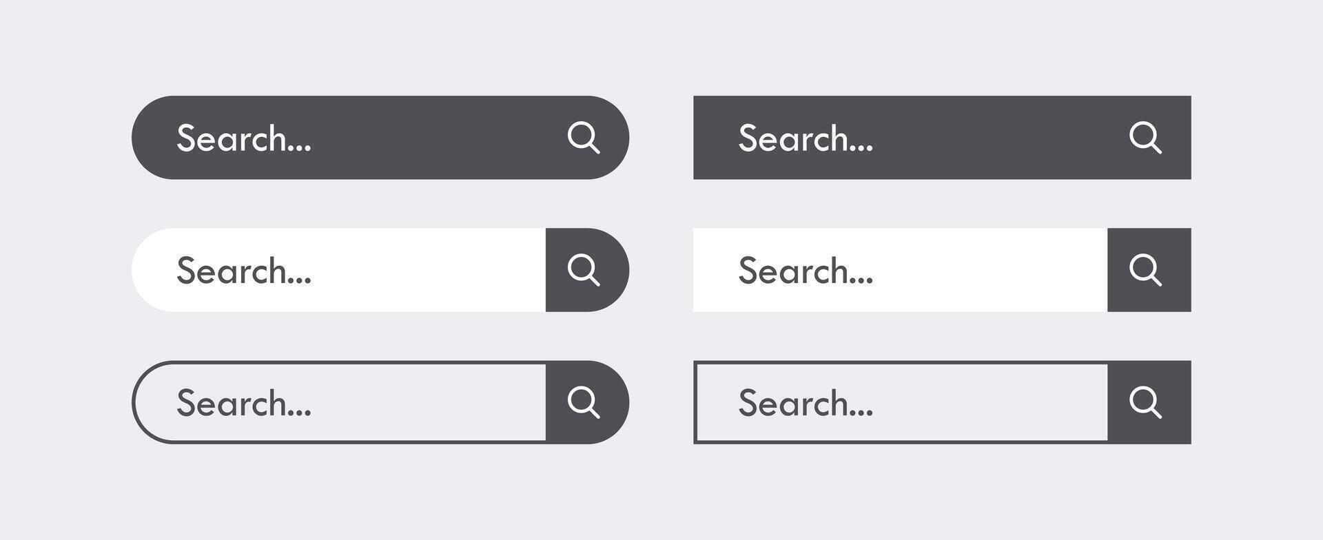 Search Bar Button Icons Set. Web Browser UI Illustration vector