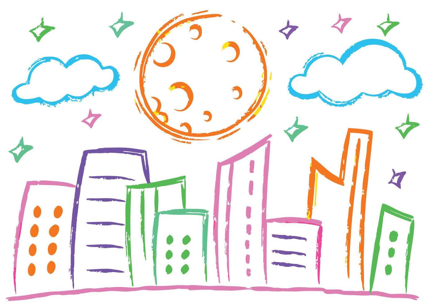 Abstract eco-city illustration with green tree, urban buildings, and a sky design, perfect for business and landscape concepts vector