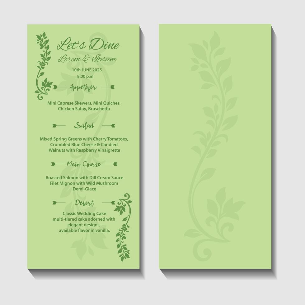 Elegant Wedding Menu with Floral Design vector