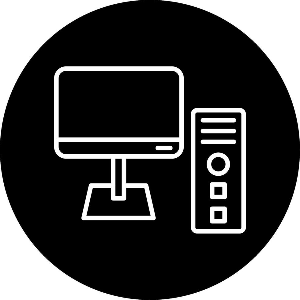 alto actuación escritorio computadora línea circulo invertido vector