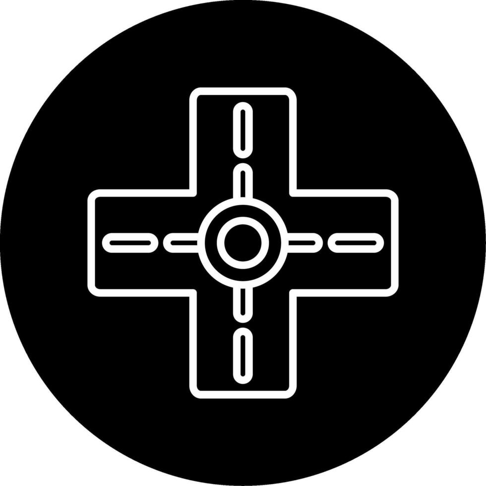 Four Way Road Intersection Line Circle Inverted vector