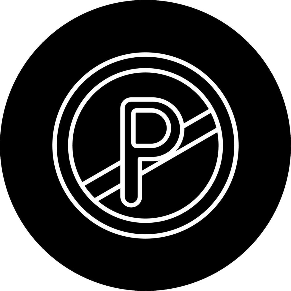 No Parking Zone Notice Line Circle Inverted vector