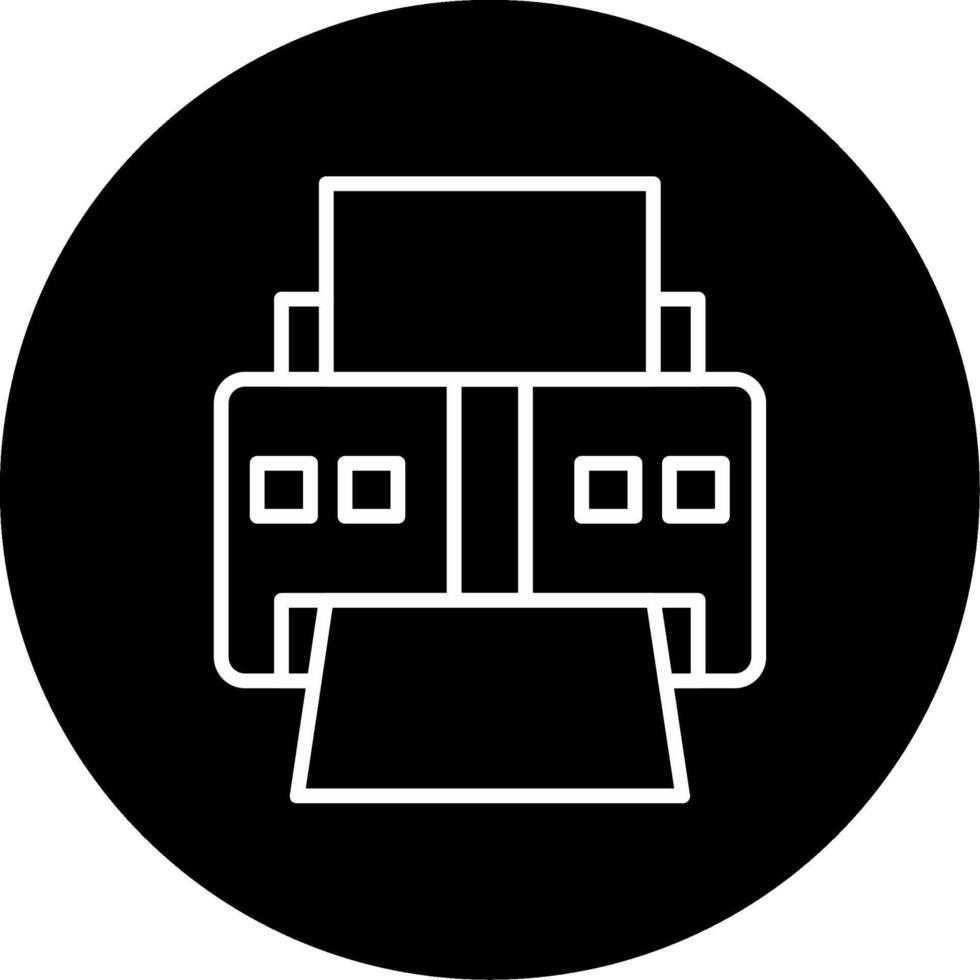 Wireless Office Printer Line Circle Inverted vector