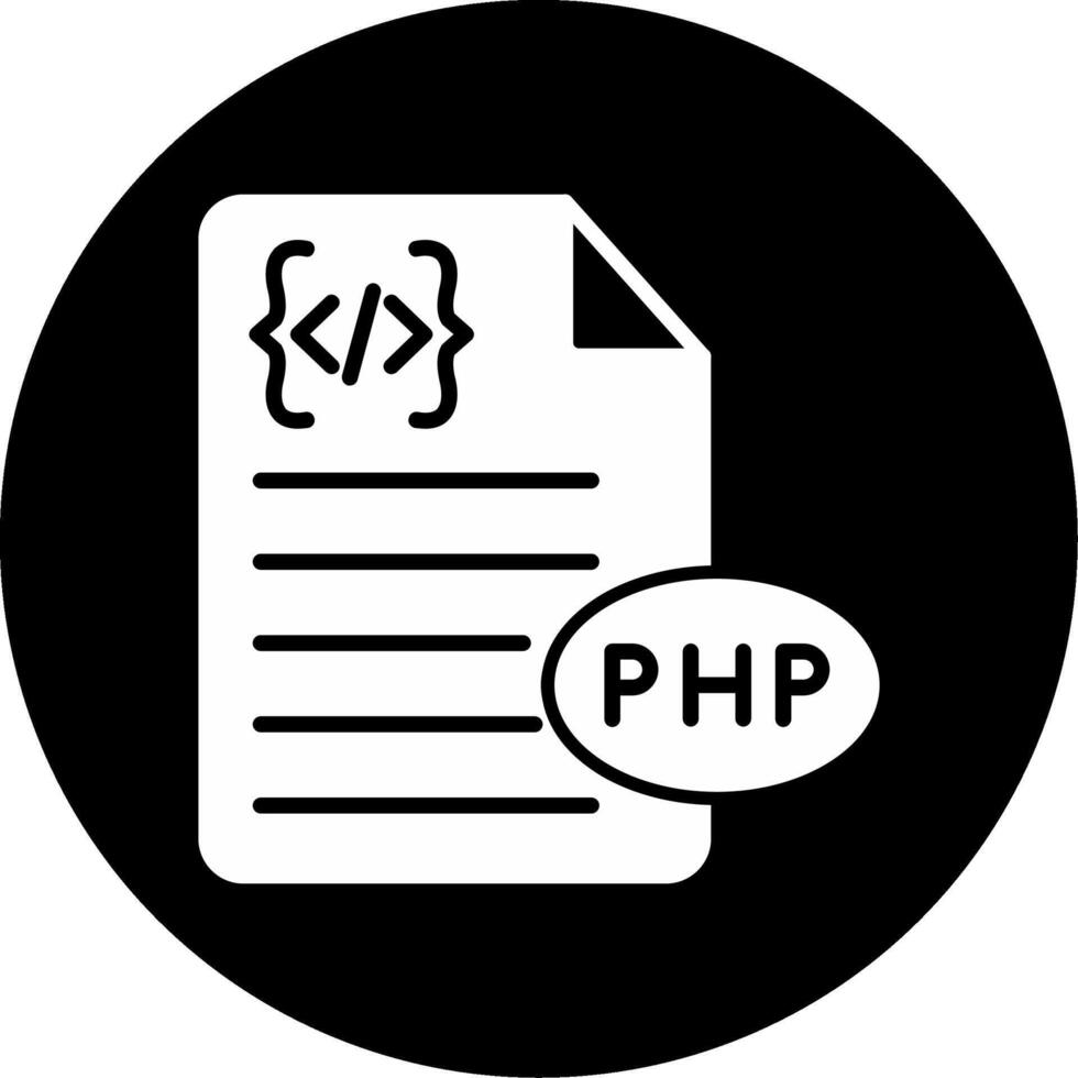 PHP Backend Script File Glyph Circle Inverted vector