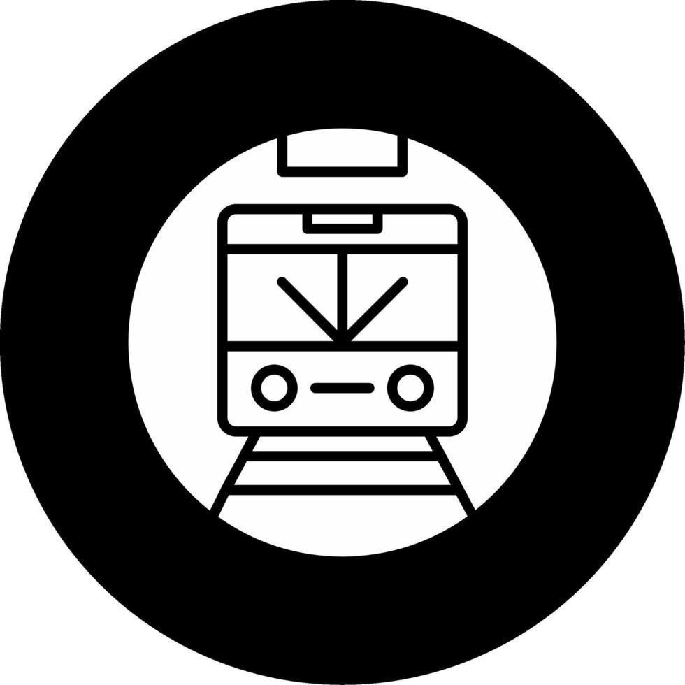 Underground Subway Train Glyph Circle Inverted vector
