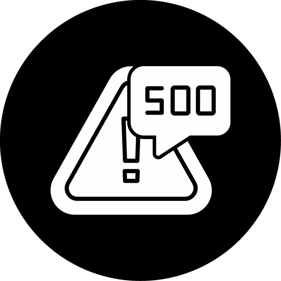 Error 500 Internal Server Error Glyph Circle Inverted vector