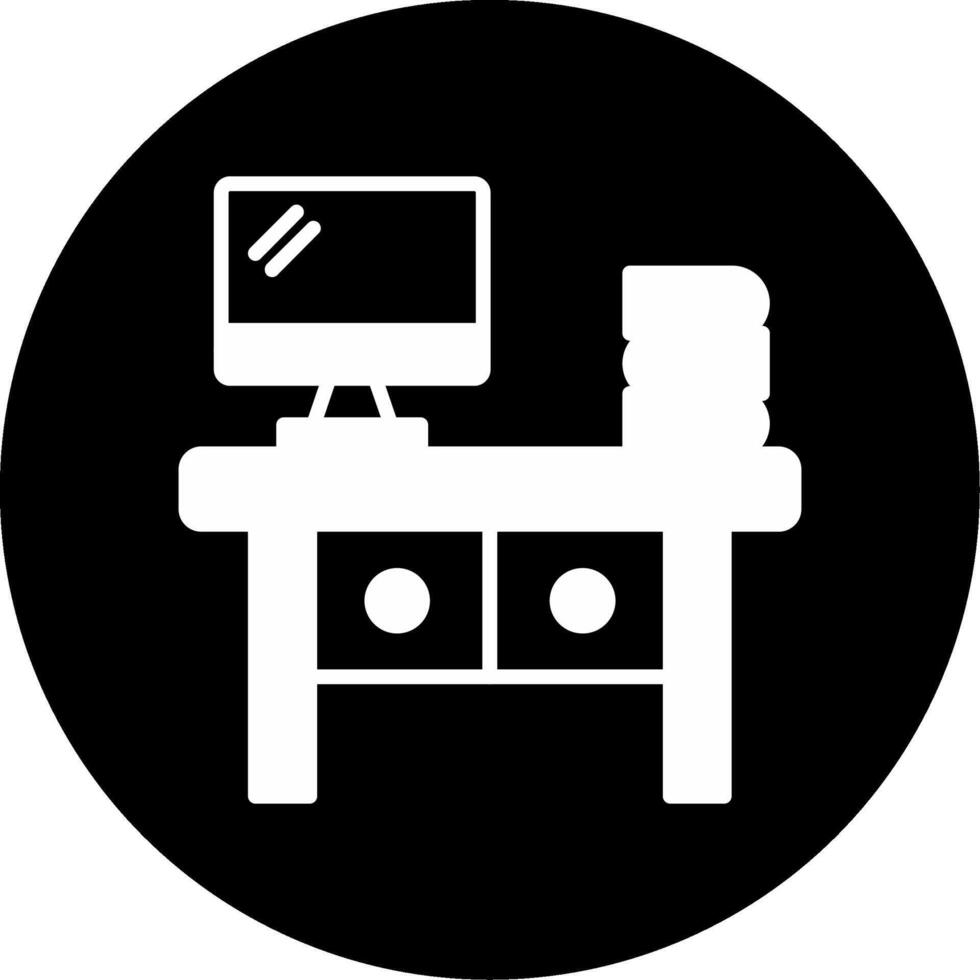 Ergonomic Office Desk Glyph Circle Inverted vector