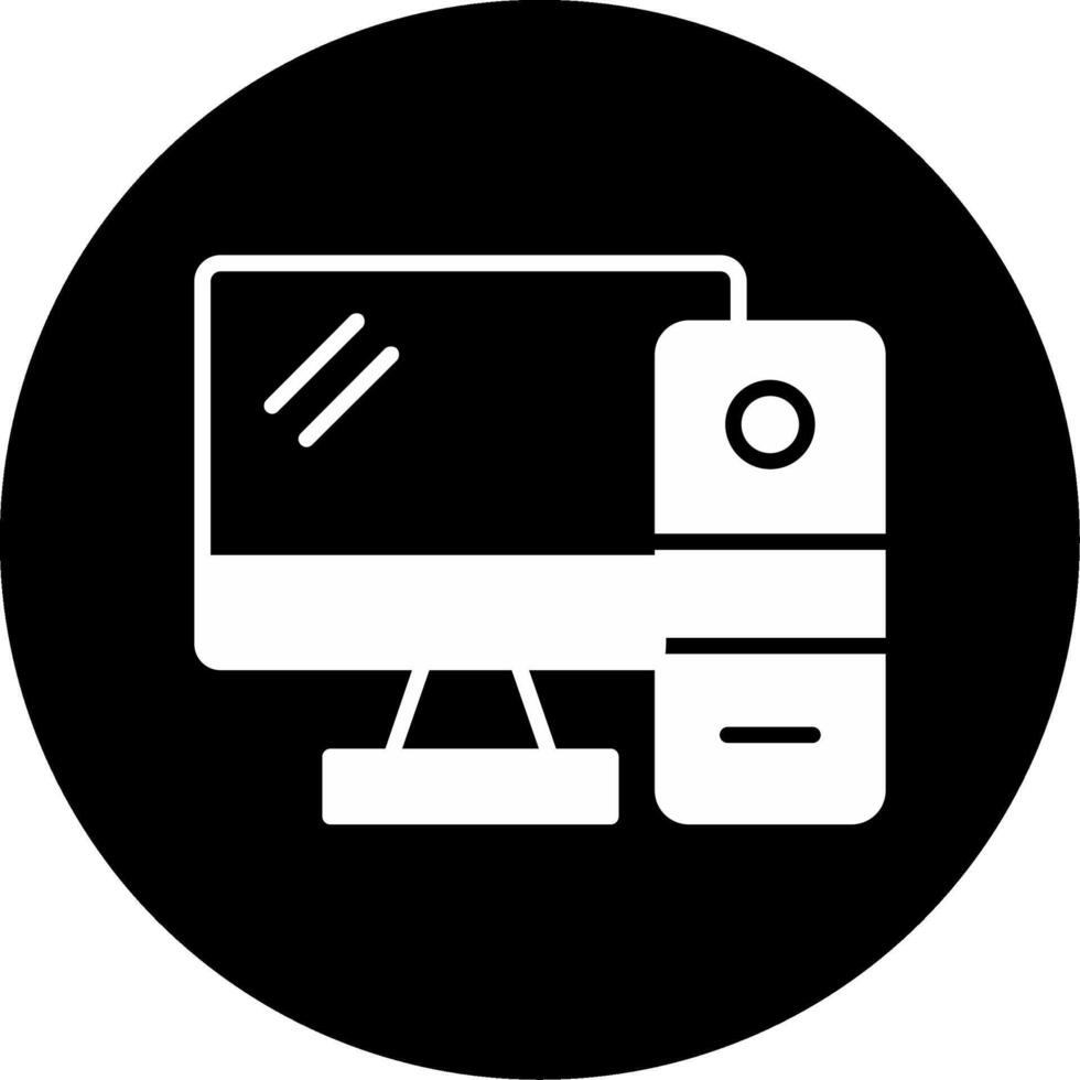 Dual Screen Monitor Display Glyph Circle Inverted vector