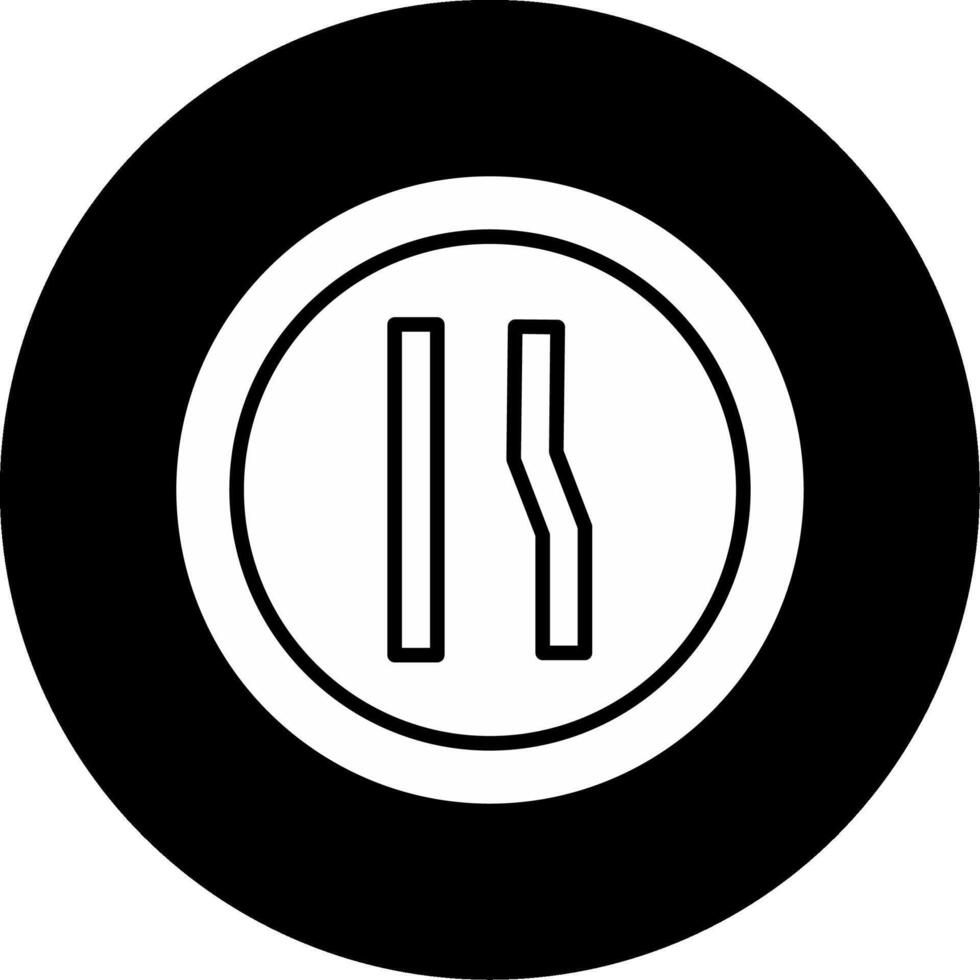 Lane Ends Merge Right Sign Glyph Circle Inverted vector