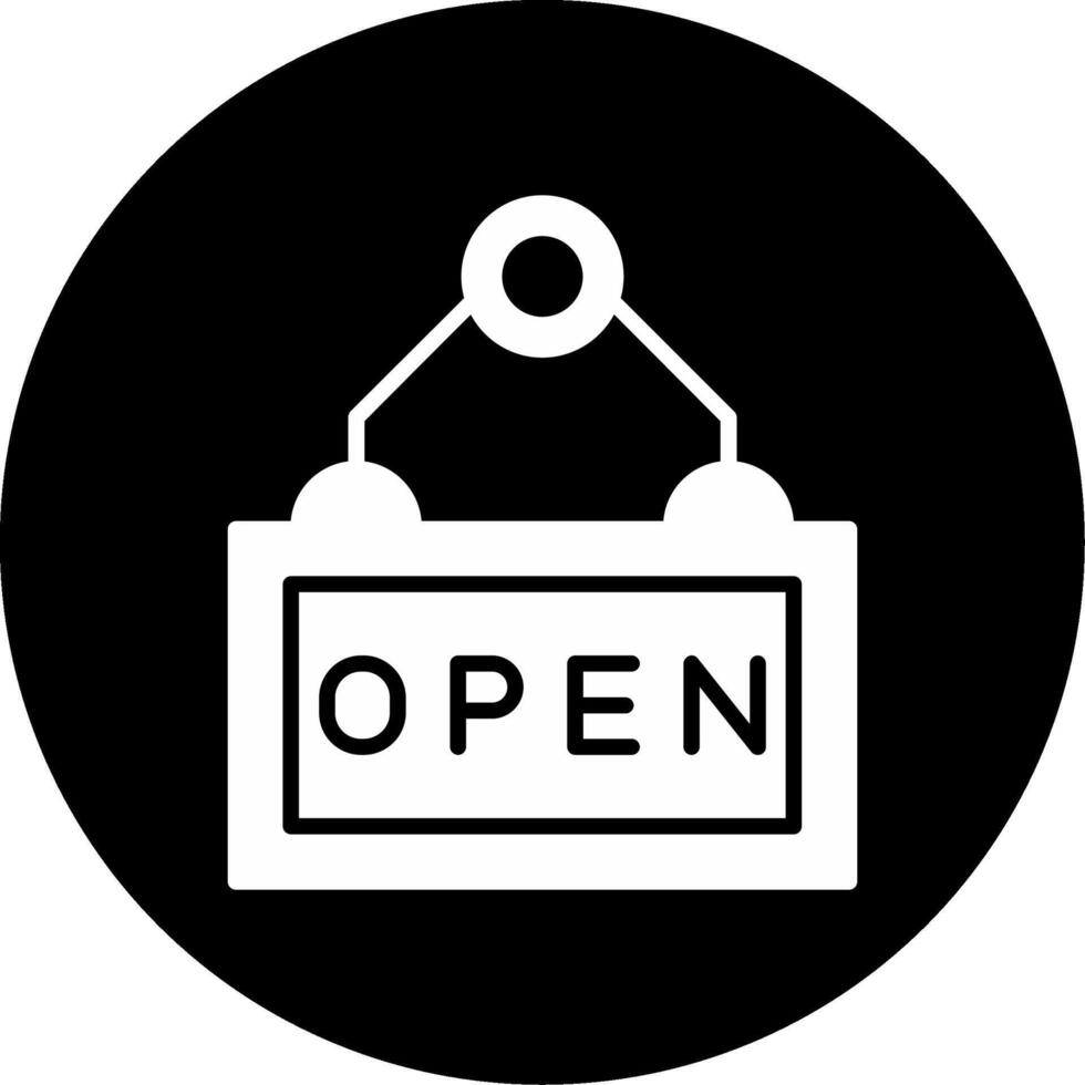 Store Open Welcome Sign Glyph Circle Inverted vector
