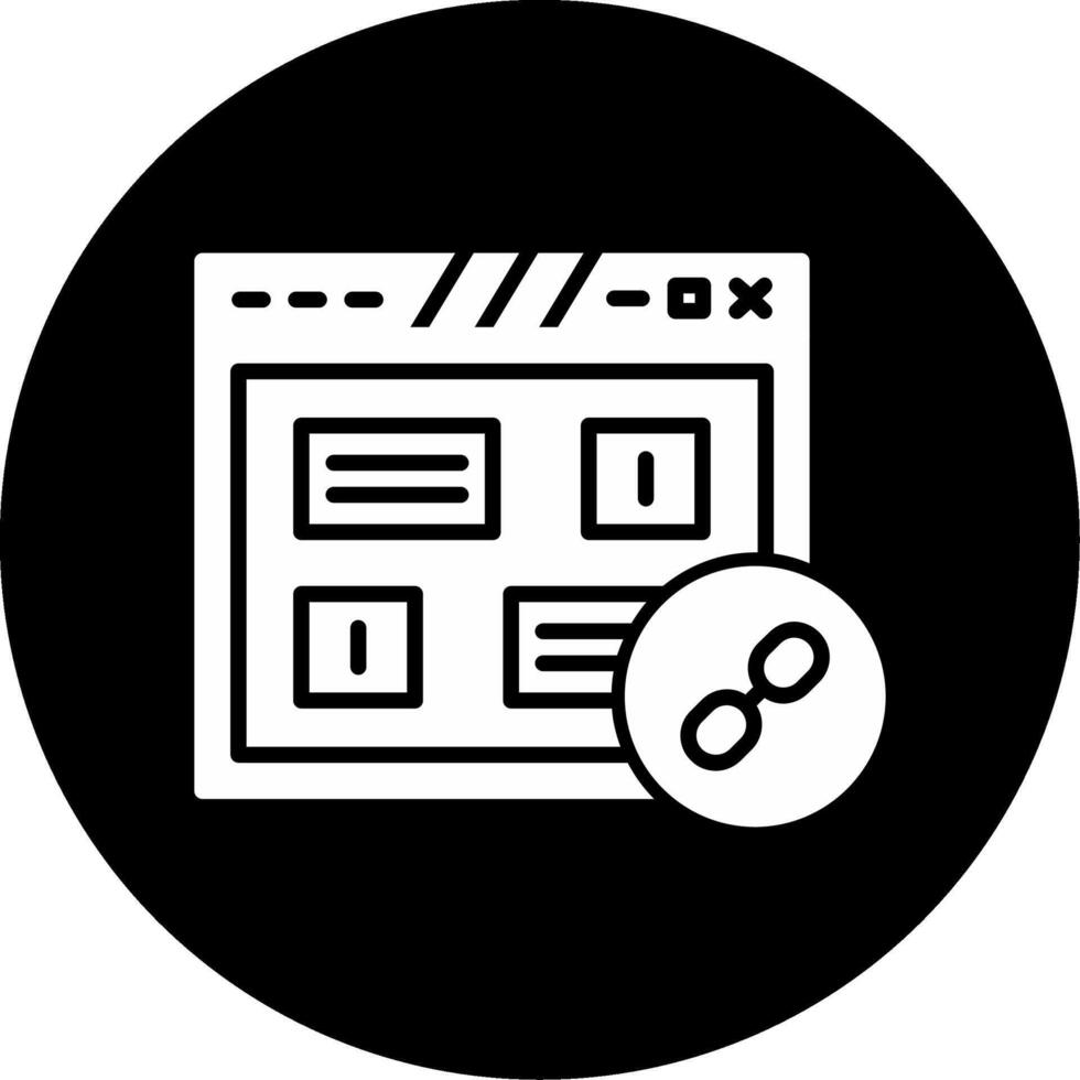 Hyperlinked Web Page Link Glyph Circle Inverted vector