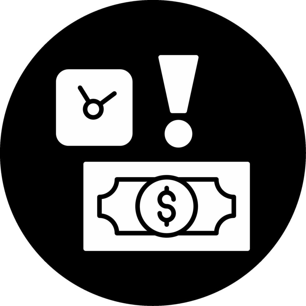 Late Payment Penalty Alert Glyph Circle Inverted vector