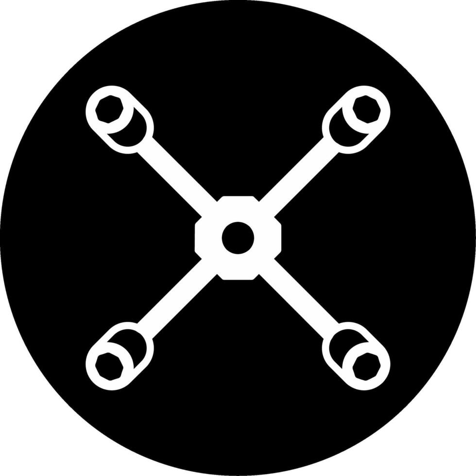 Cross Style Lug Wrench Glyph Circle Inverted vector