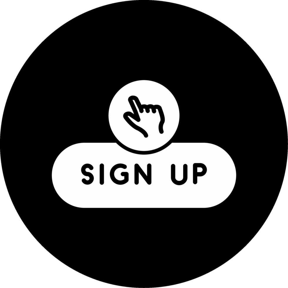Sign Up Form Button Glyph Circle Inverted vector