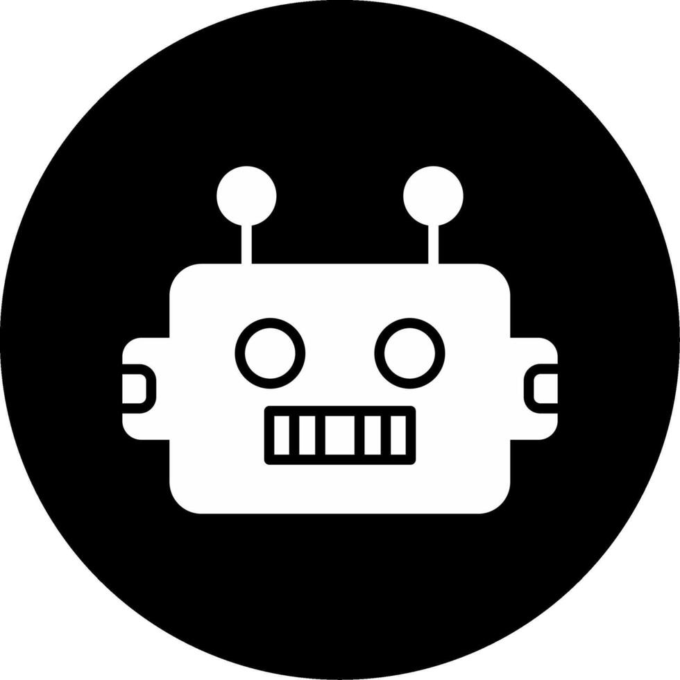 Humanoid Robot Prototype Glyph Circle Inverted vector