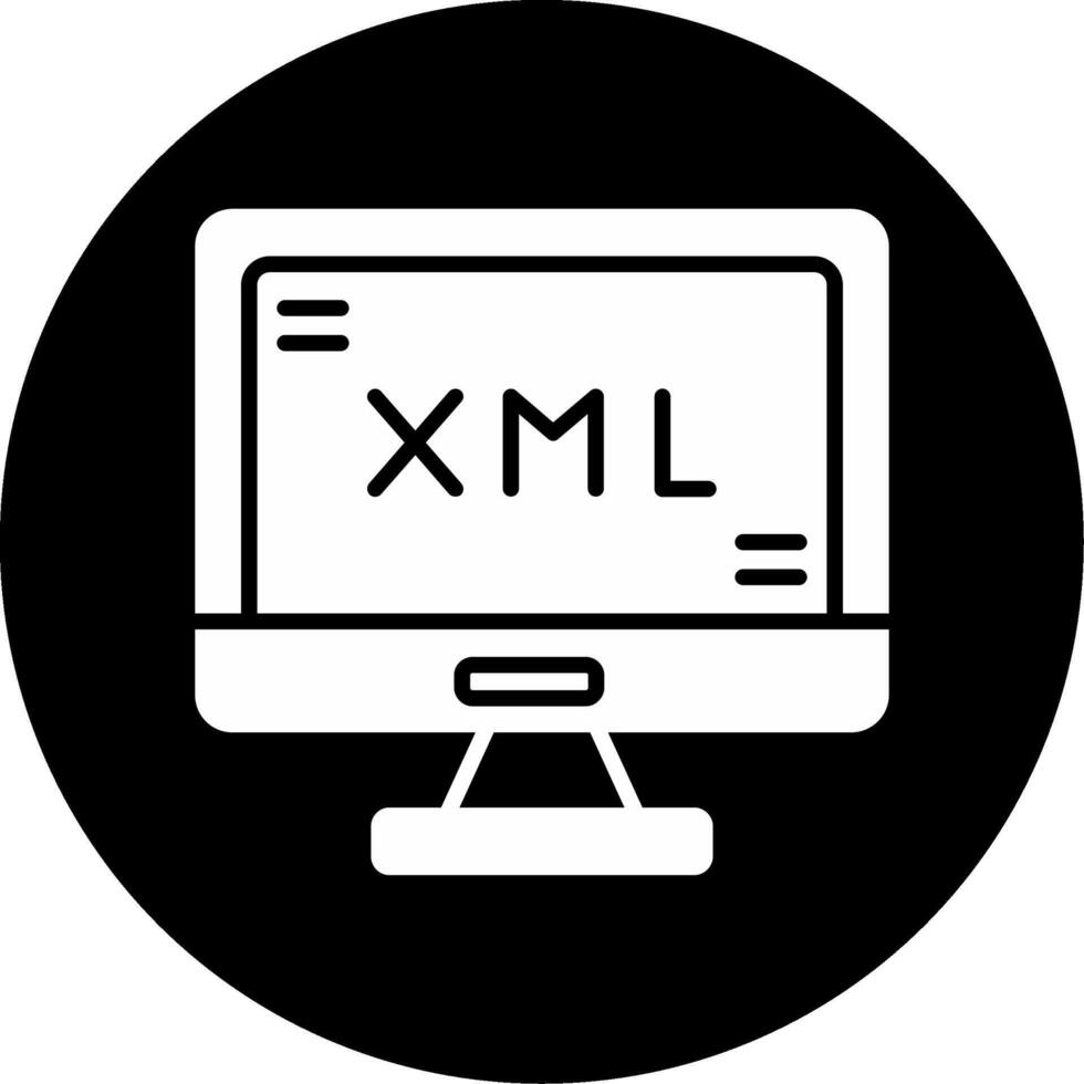 XML Tag Structure Icon Glyph Circle Inverted vector