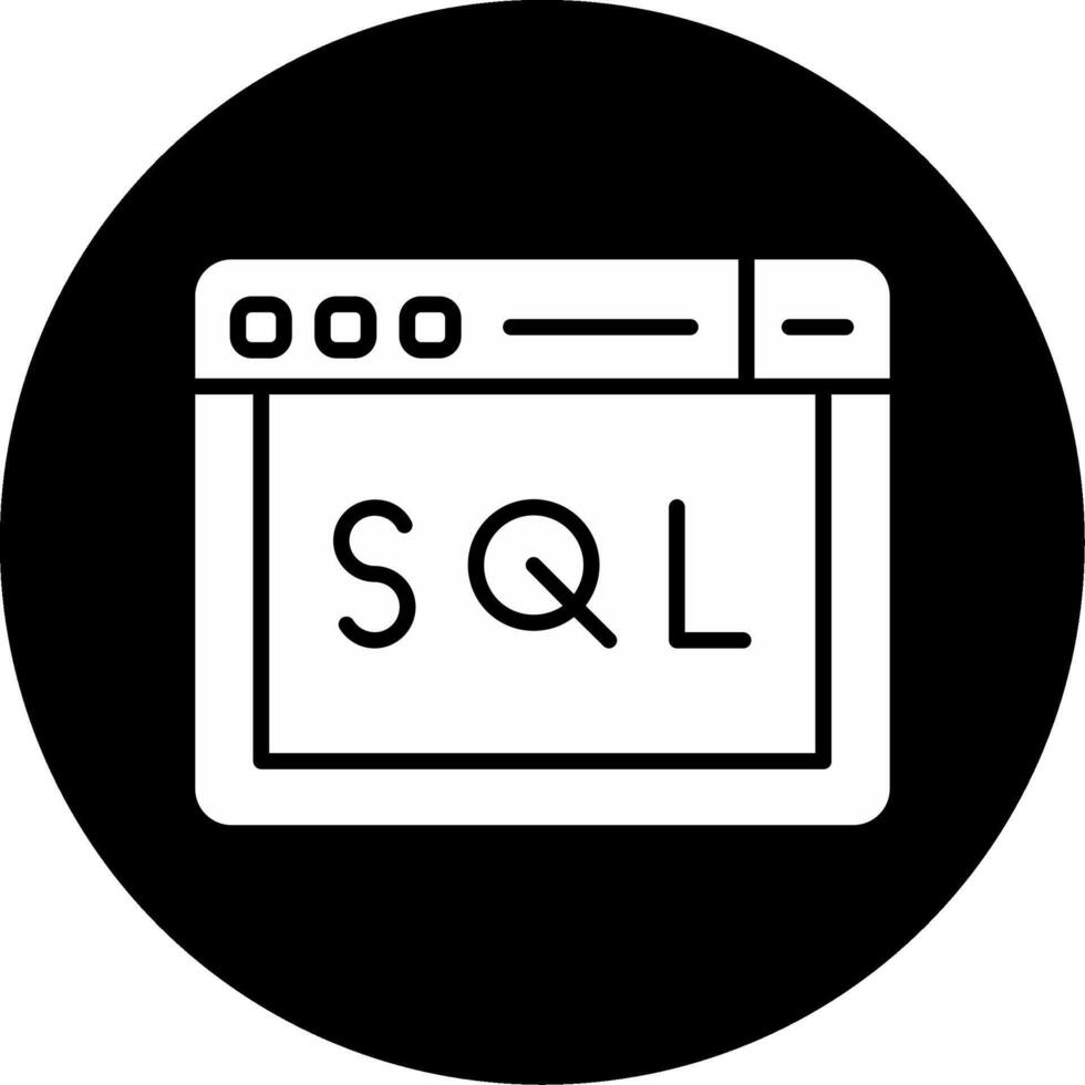 SQL Query Language Snippet Glyph Circle Inverted vector