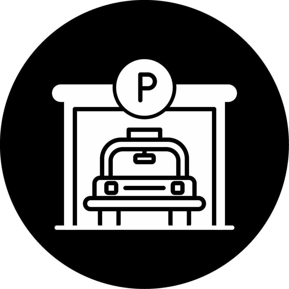 Covered Parking Garage Facility Glyph Circle Inverted vector