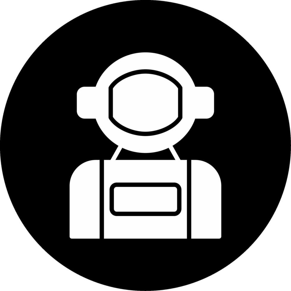 Floating Astronaut in Space Glyph Circle Inverted vector
