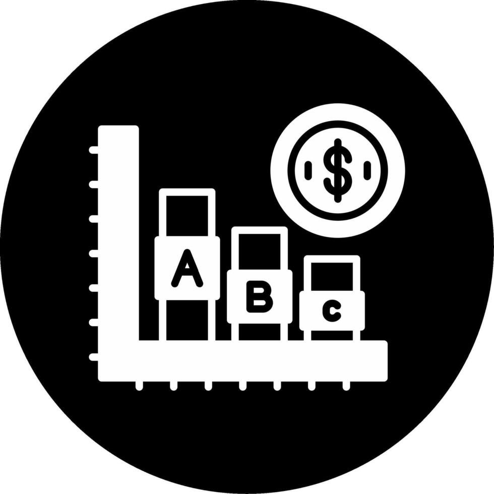 Financial Market Fluctuation Trends Glyph Circle Inverted vector