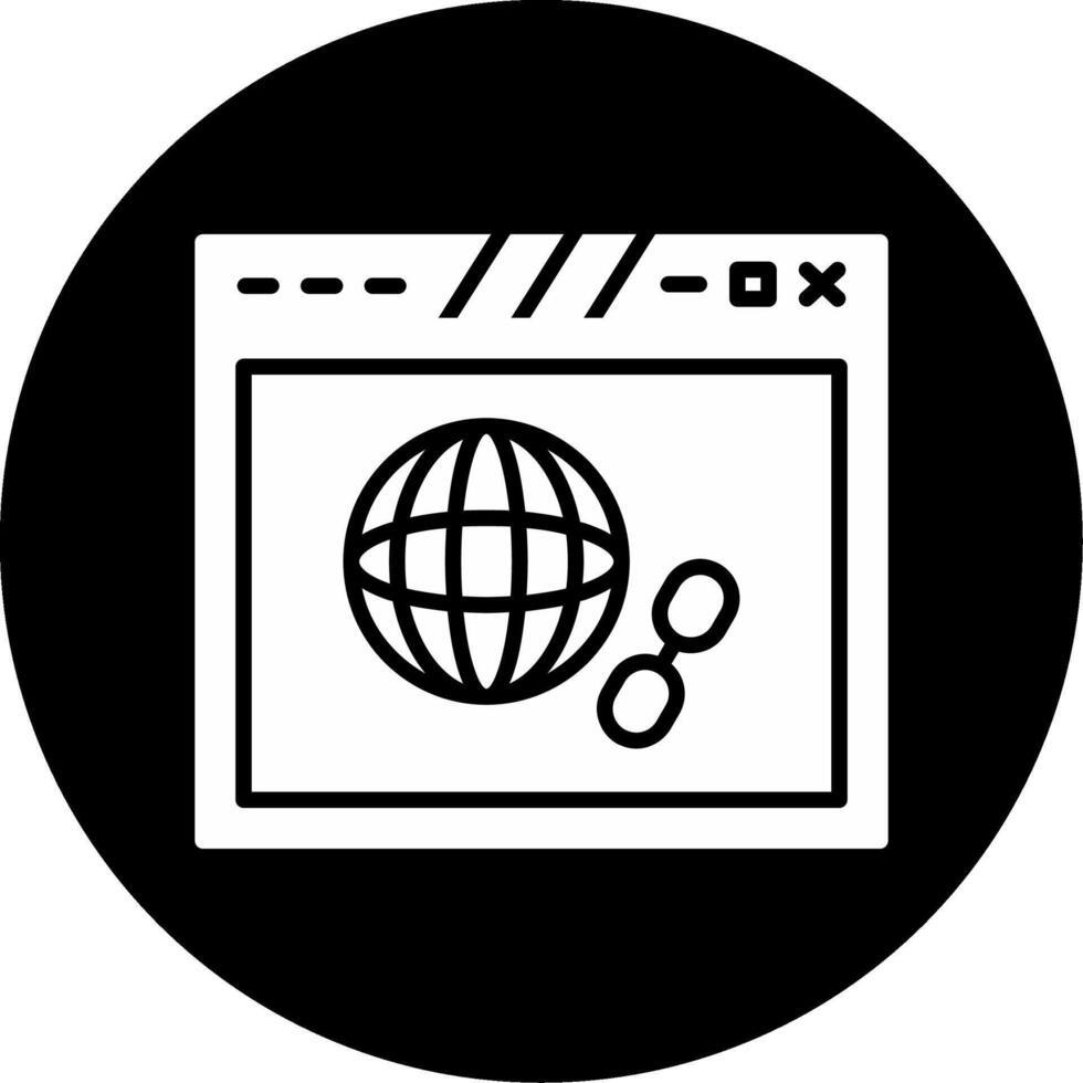 Interlinked Web Chain Icon Glyph Circle Inverted vector