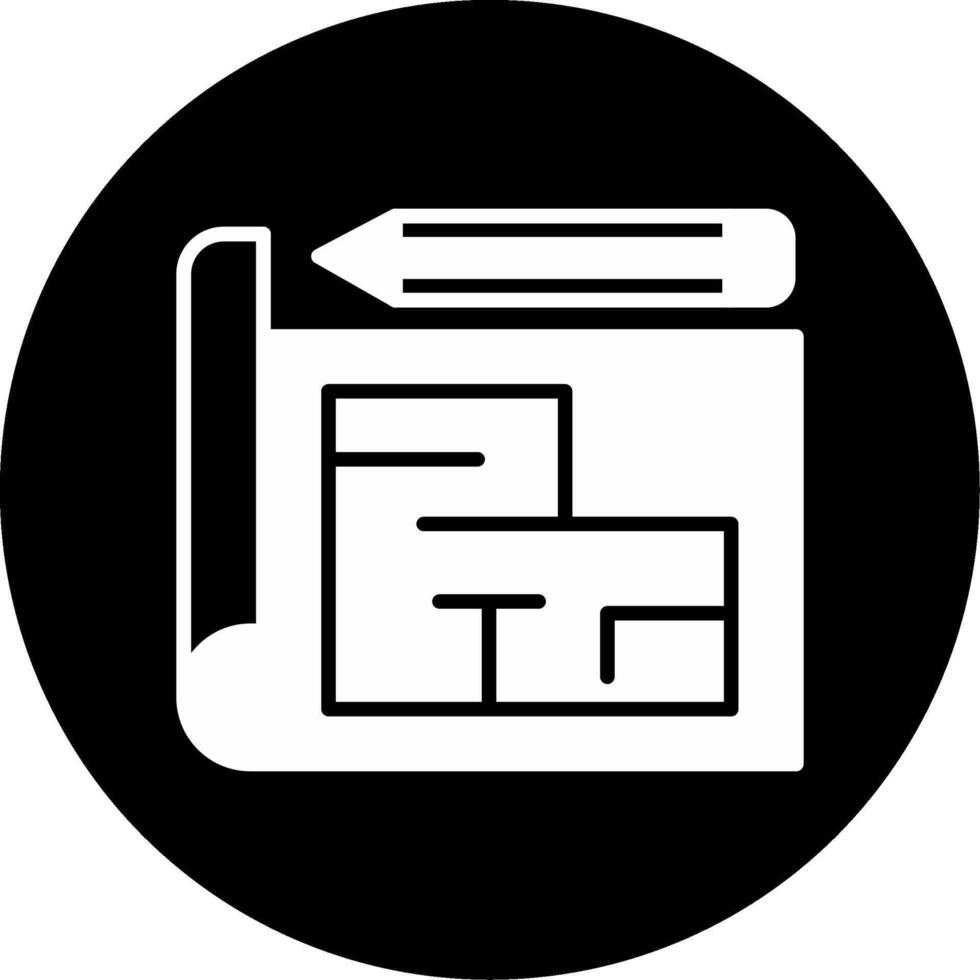 Technical Blueprint Drawing Glyph Circle Inverted vector