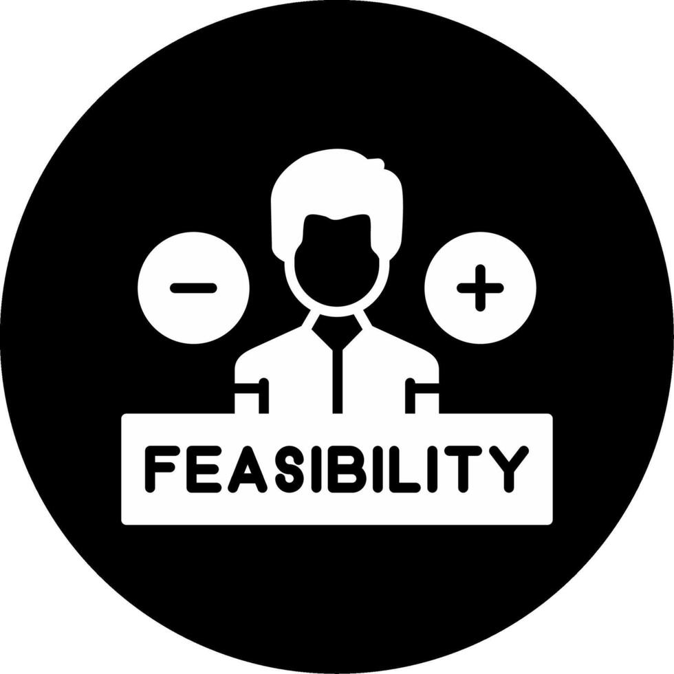 Operational Feasibility Risk Study Glyph Circle Inverted vector