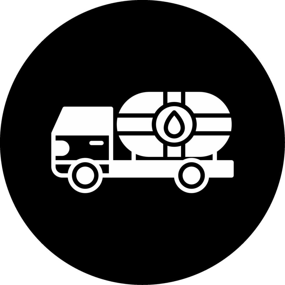 Refueling Aircraft Fuel Truck Glyph Circle Inverted vector