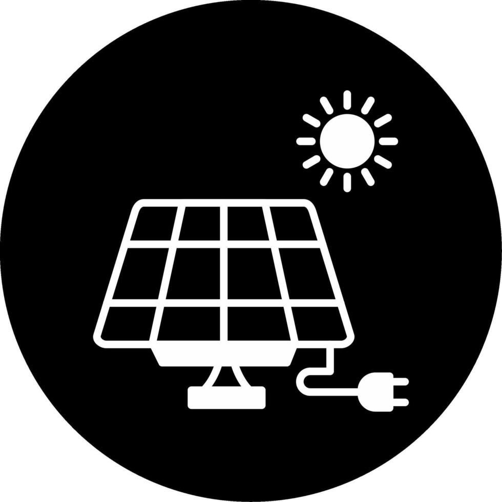 Eco Solar Panel Installation Glyph Circle Inverted vector
