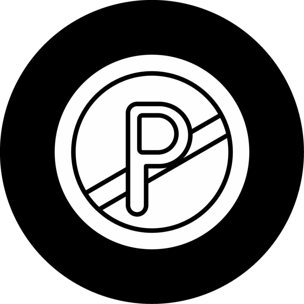 No Parking Zone Notice Glyph Circle Inverted vector