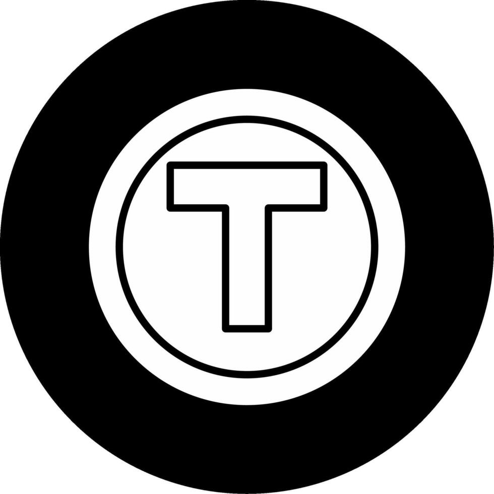Roadway Dead End Marker Glyph Circle Inverted vector