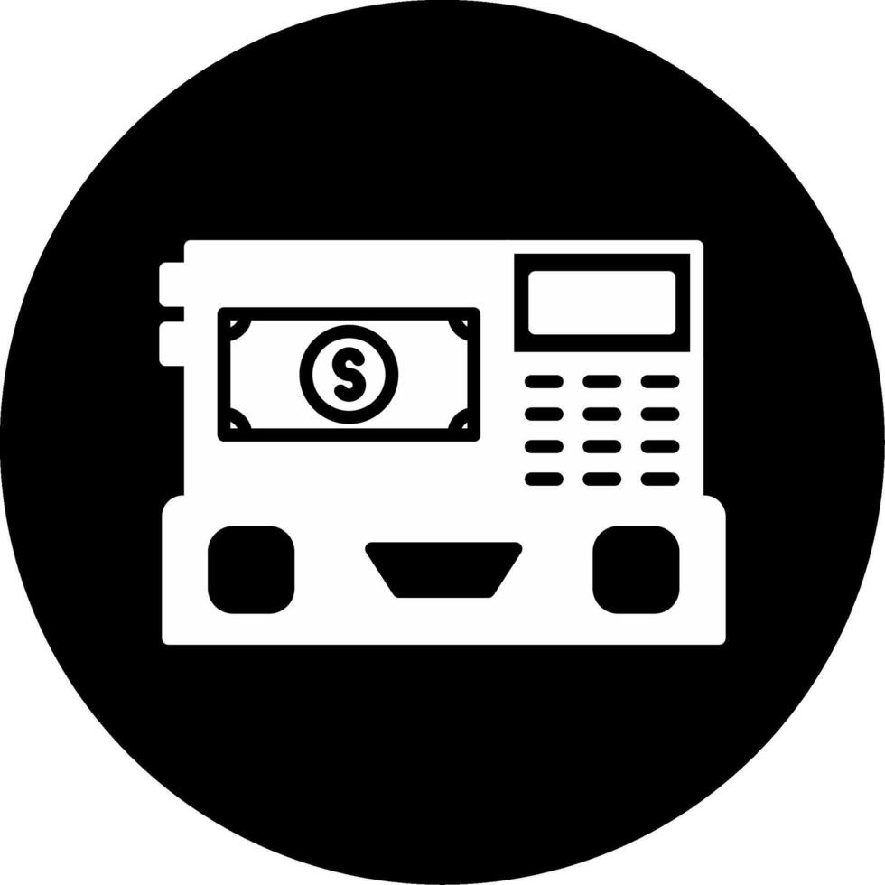 Cash Dispensing Machine Kiosk Glyph Circle Inverted vector