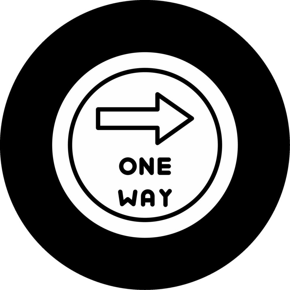 One Way Direction Arrow Glyph Circle Inverted vector