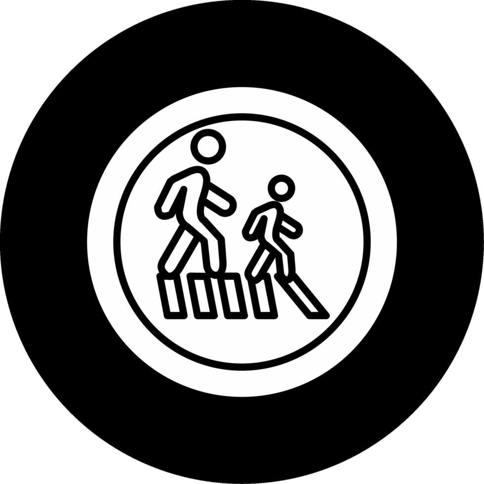 Caution School Zone Sign Glyph Circle Inverted vector