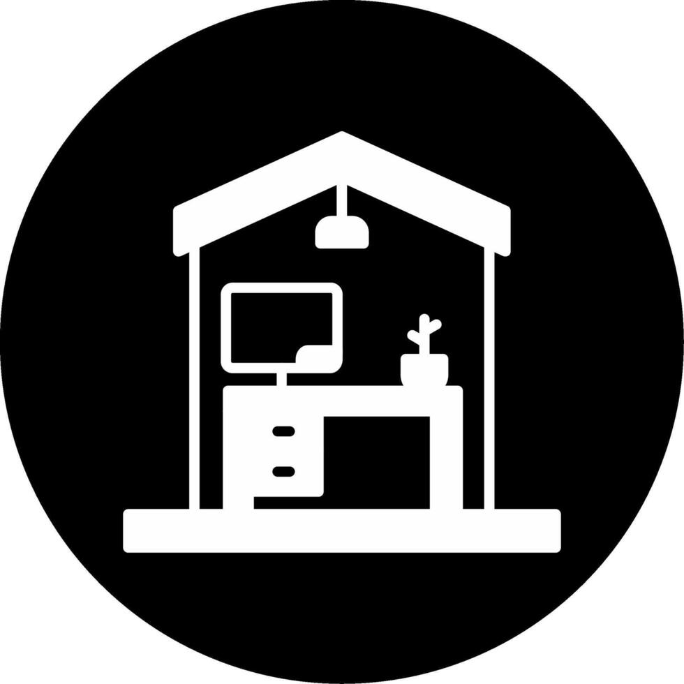 Comfortable Personal Home Office Glyph Circle Inverted vector