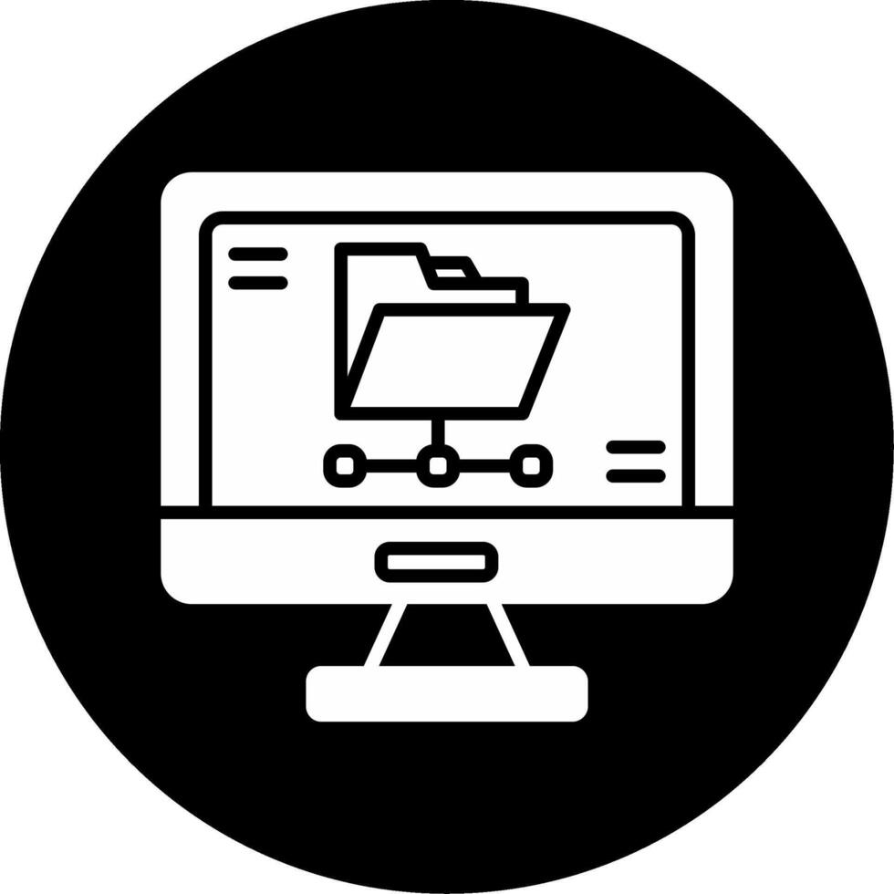 FTP File Transfer Icon Glyph Circle Inverted vector