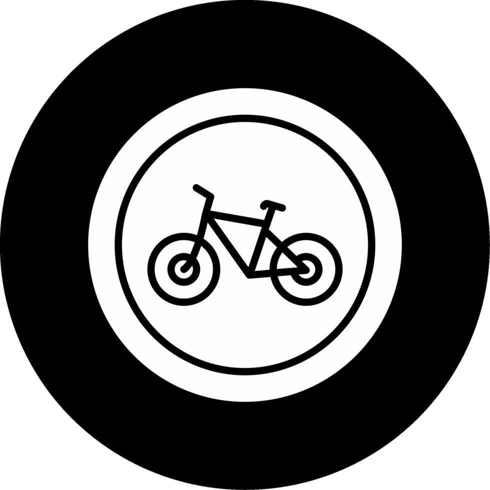 Bicycle Lane or Crossing Icon Glyph Circle Inverted vector